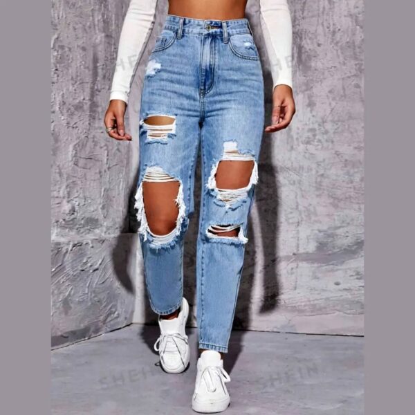 FA-4090 Ladies Distressed Jeans