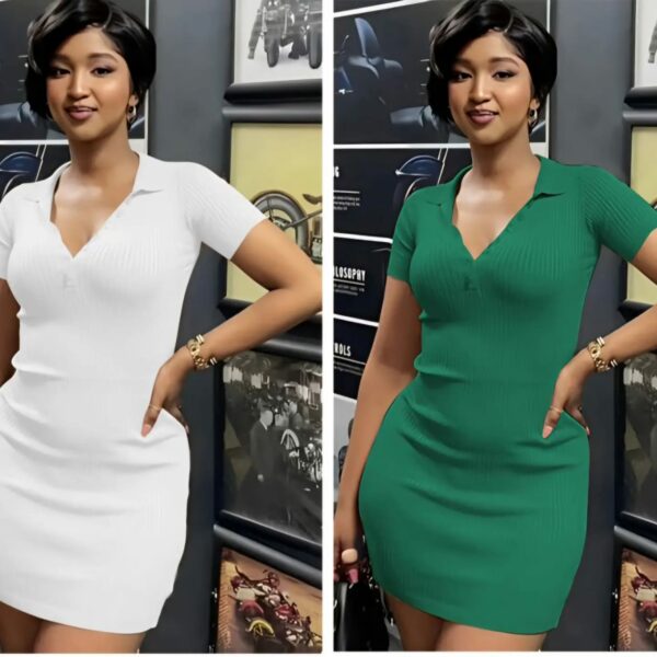UB-3438 Women Short Sleeve Bodycon Short Dress