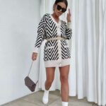 W4403# Women Cardigan Sweater Long Dress