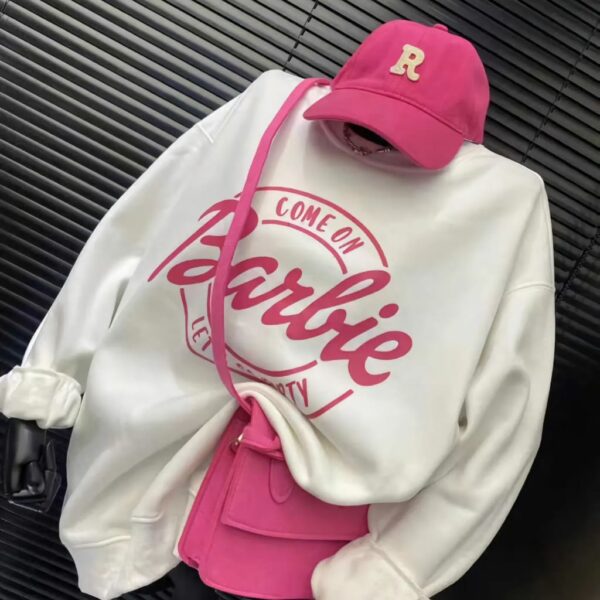 T3336# Round Neck Oversized Barbie Sweatshirt